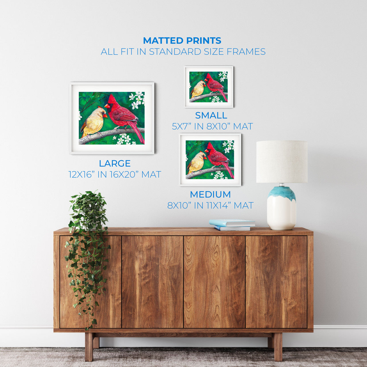 Apple Blossom Romance – Cardinal Matted Art Print