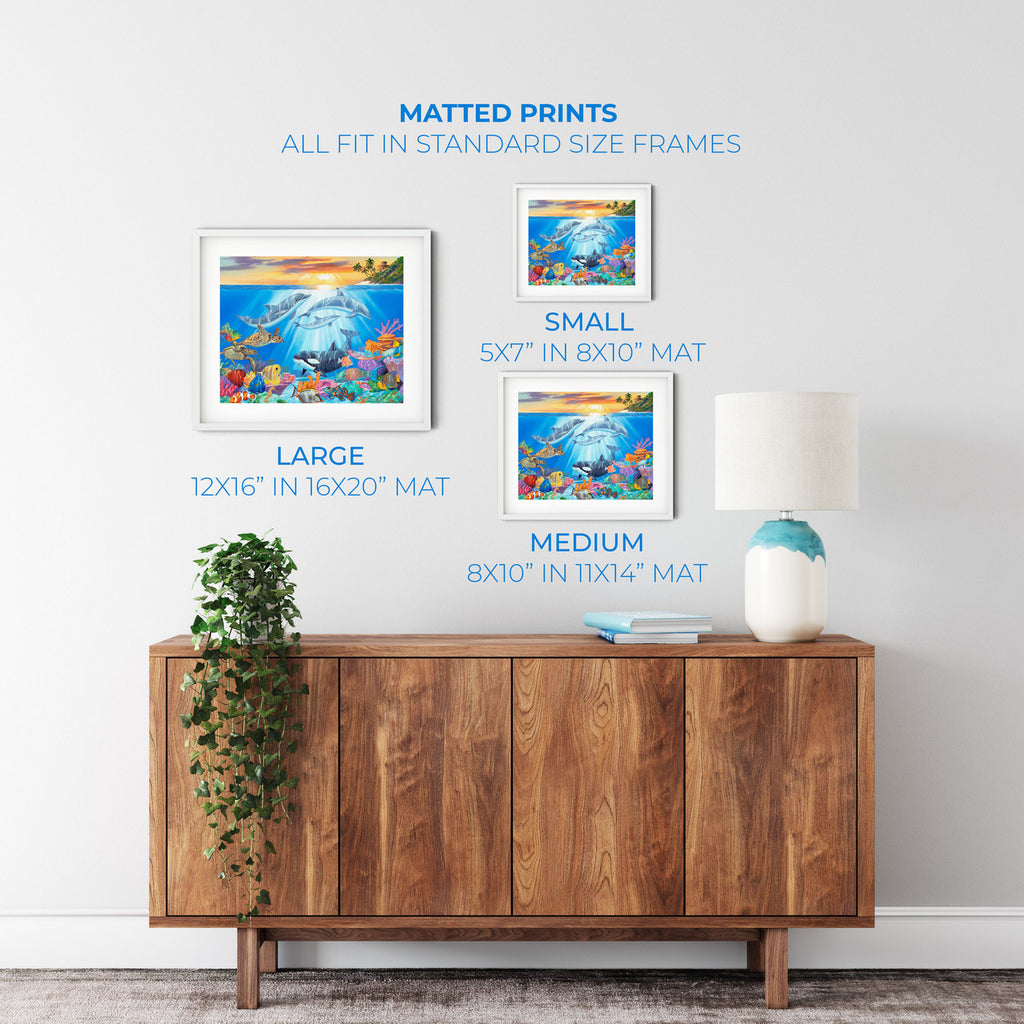 Sea Blast – Coastal Marine Life Matted Art Print