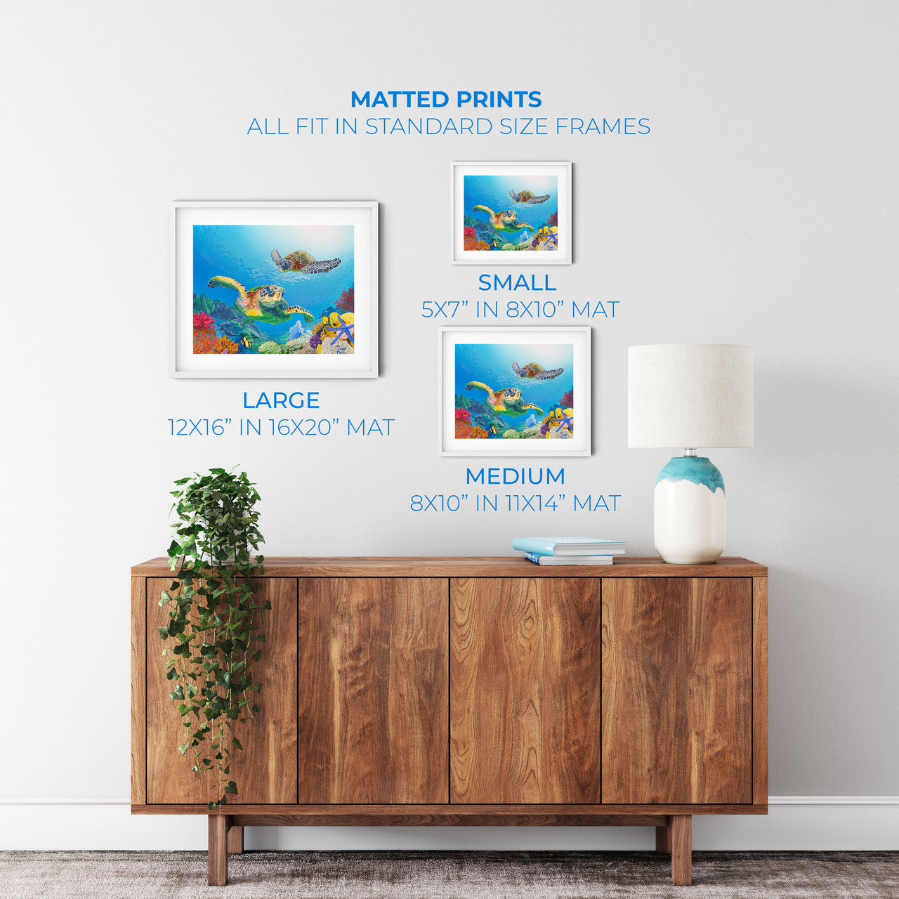 Sea Turtle Treasures – Coastal Matted Art Print