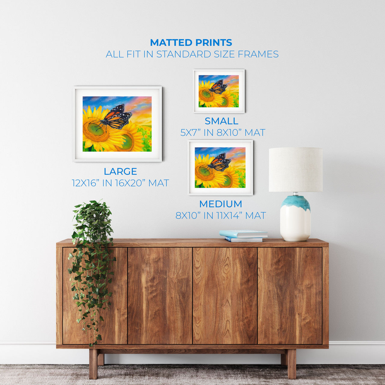 Sunflower Dreams – Butterfly Matted Art Print