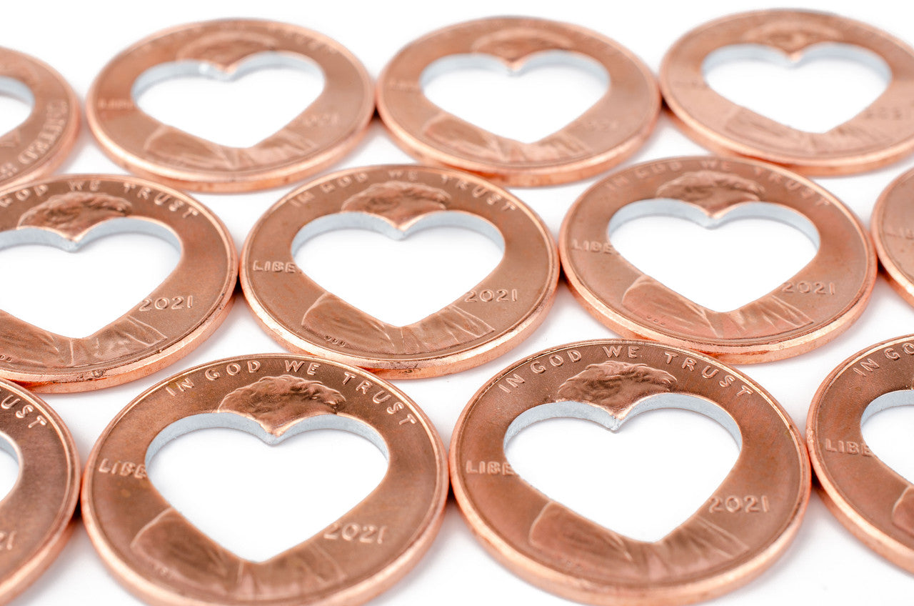 Shiny Heart Pennies from Heaven – Perfectly Cut Heart Pennies