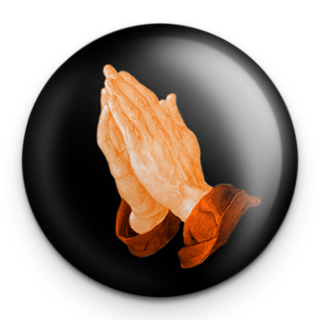 "Praying Hands on Black" - 1" Round Pinback Button