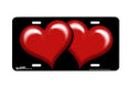 "Red Hearts on Black" - Decorative License Plate