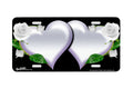 "White Rose Hearts on Black" - Decorative License Plate