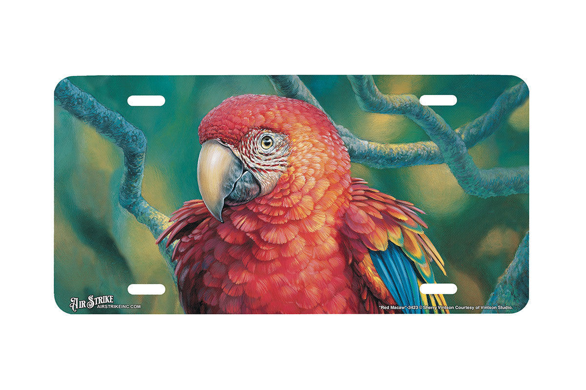 "Red Macaw" - Decorative License Plate