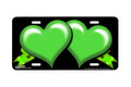 "Green Ribbon Hearts on Black" - Decorative License Plate
