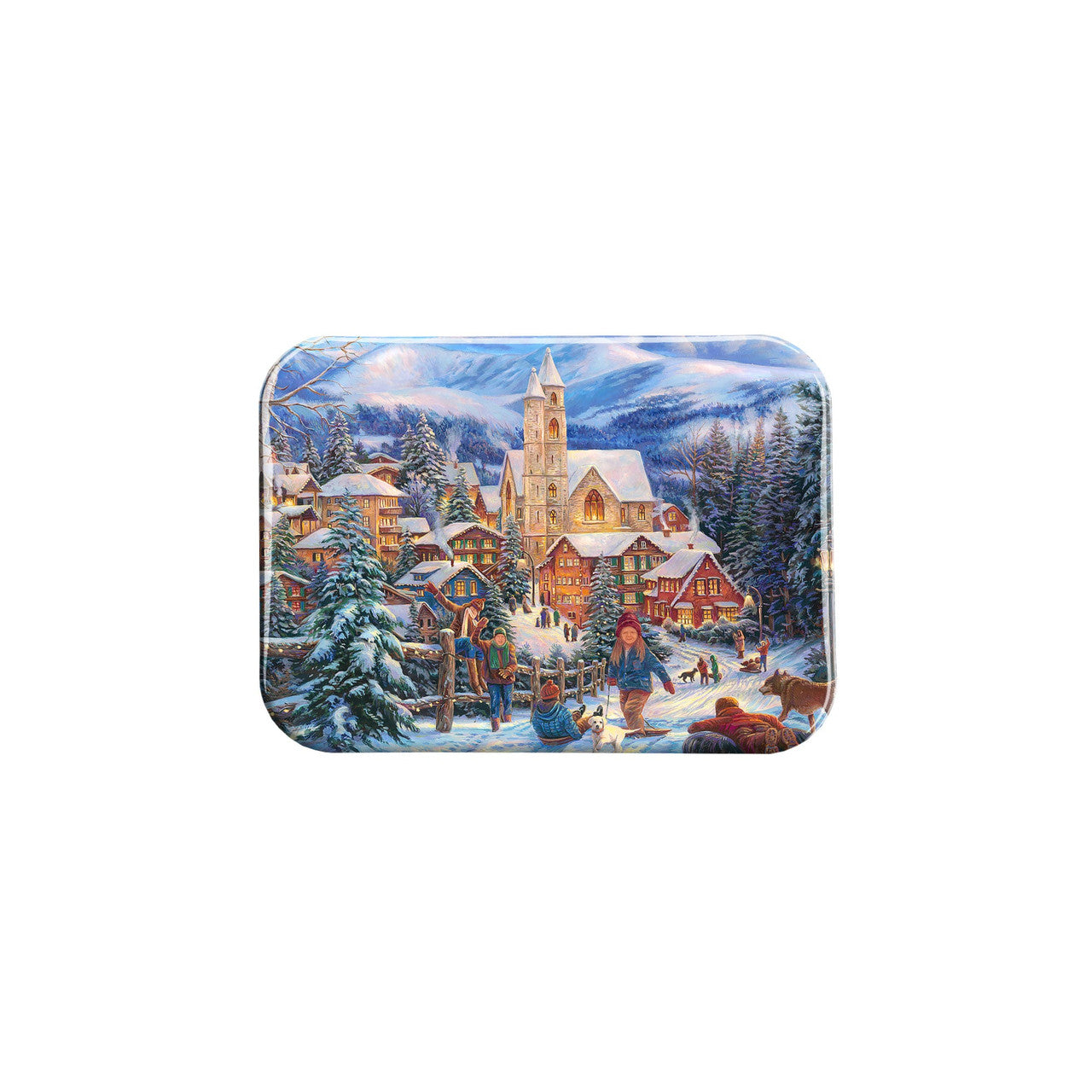 "Sledding To Town" - 2.5" X 3.5" Rectangle Fridge Magnets