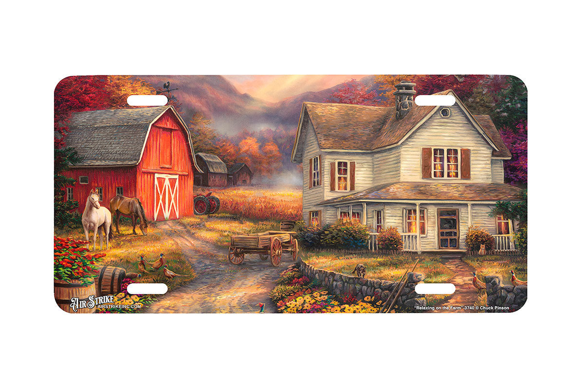 "Relaxing On The Farm" - Decorative License Plate