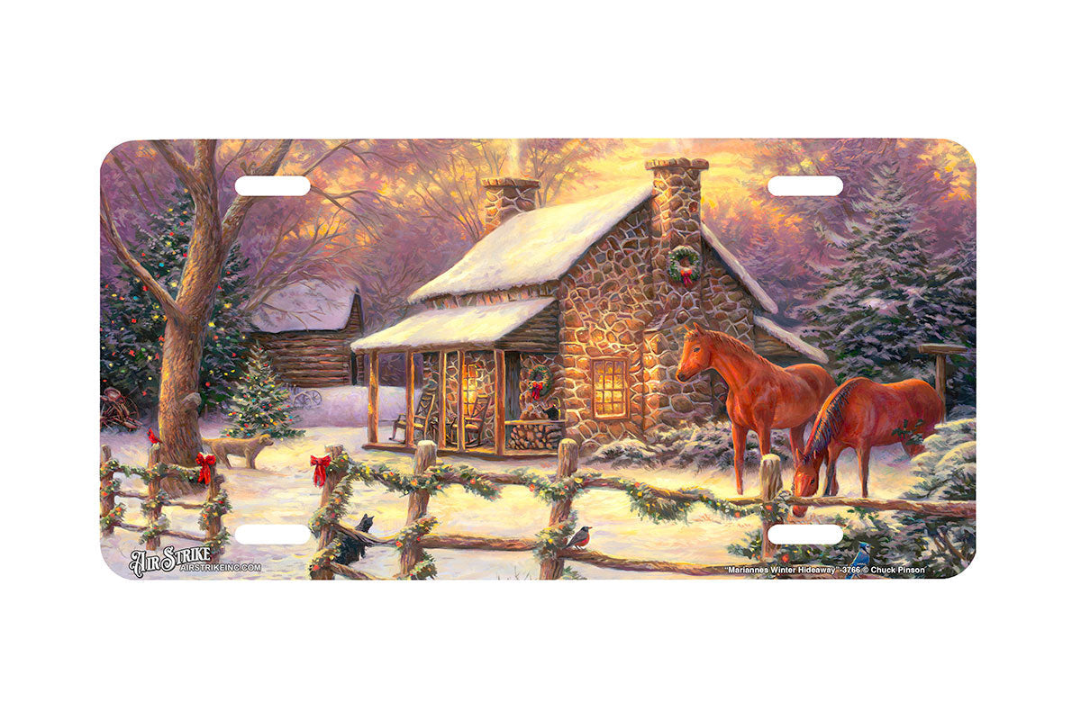 "Mariannes Winter Hideaway" - Decorative License Plate