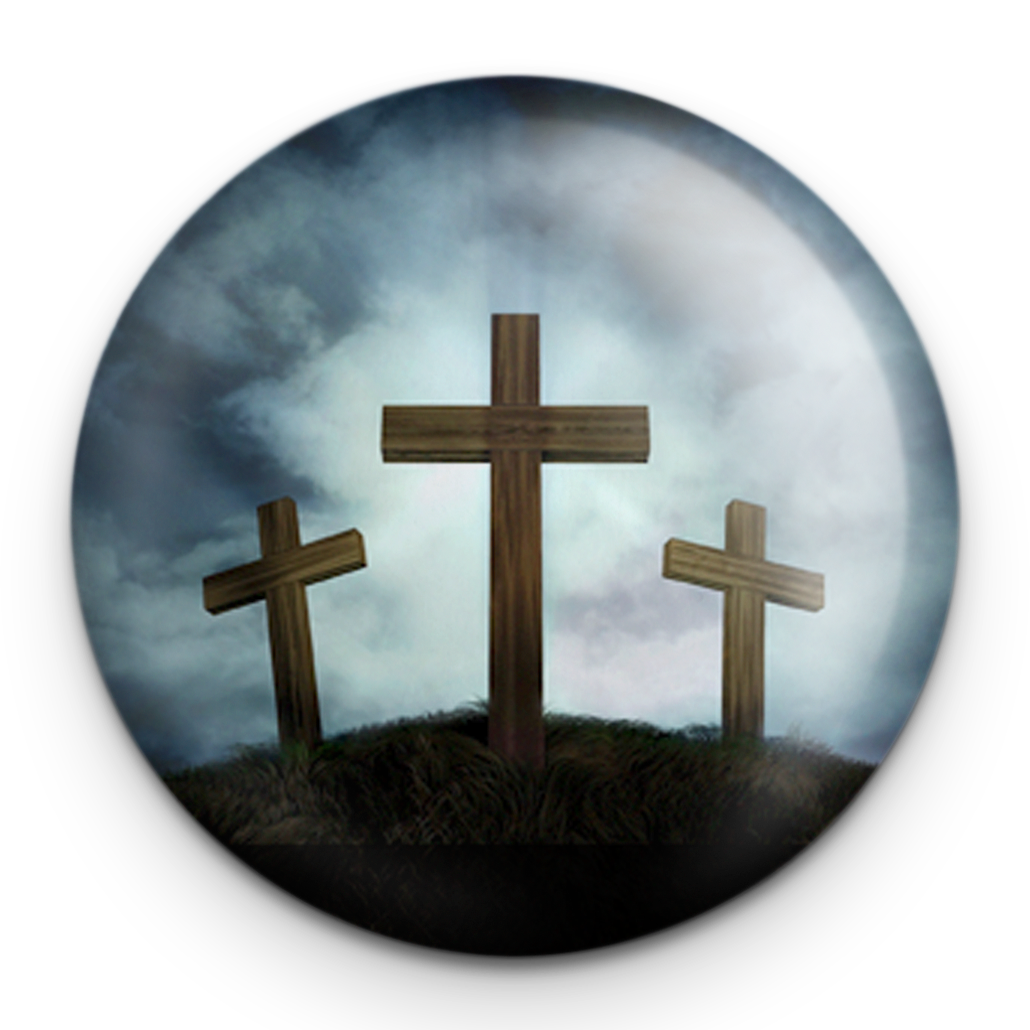 "Three Crosses" - 1" Round Pinback Button