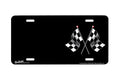 "Checkered Flags on Black Offset" - Decorative License Plate