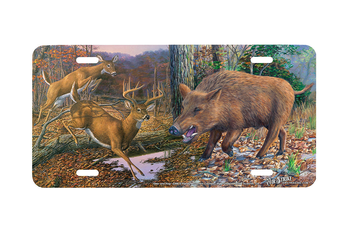"Deer and Hog" - Decorative License Plate