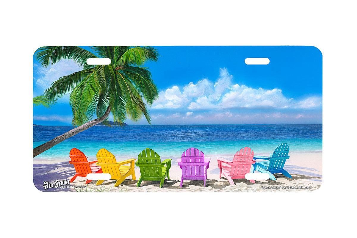 "Beach Chairs" - Decorative License Plate