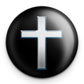 "Cross in Silver" - 1" Round Pinback Button
