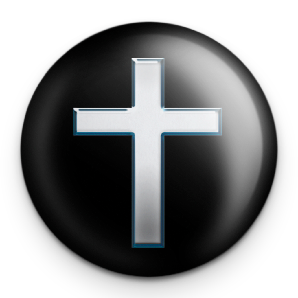 "Cross in Silver" - 1" Round Pinback Button