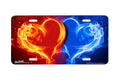 "Fire and Ice Hearts" - Decorative License Plate