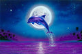 Moonlit Dolphin – Coastal Matted Art Print