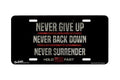 "Never Give Up" - Decorative License Plate