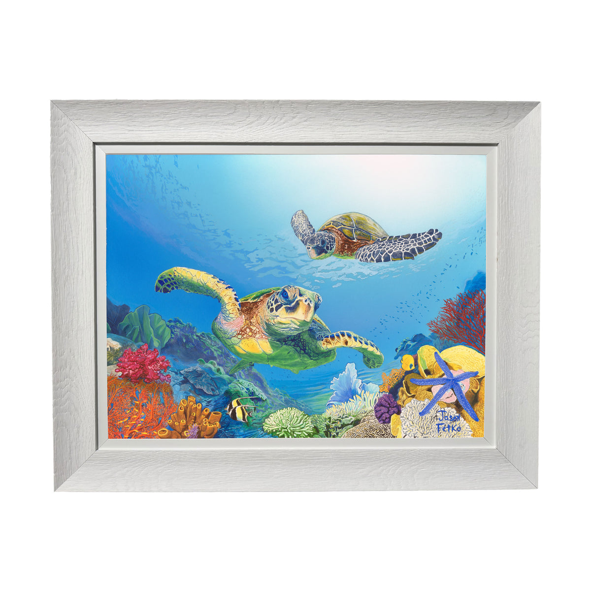 Sea Turtle Treasures – Large Framed Coastal Wall Art