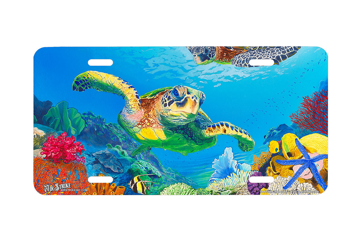 "Sea Turtle Treasures" - Decorative License Plate