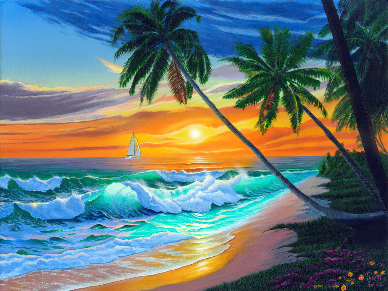 Emerald Seas – Coastal Matted Art Print