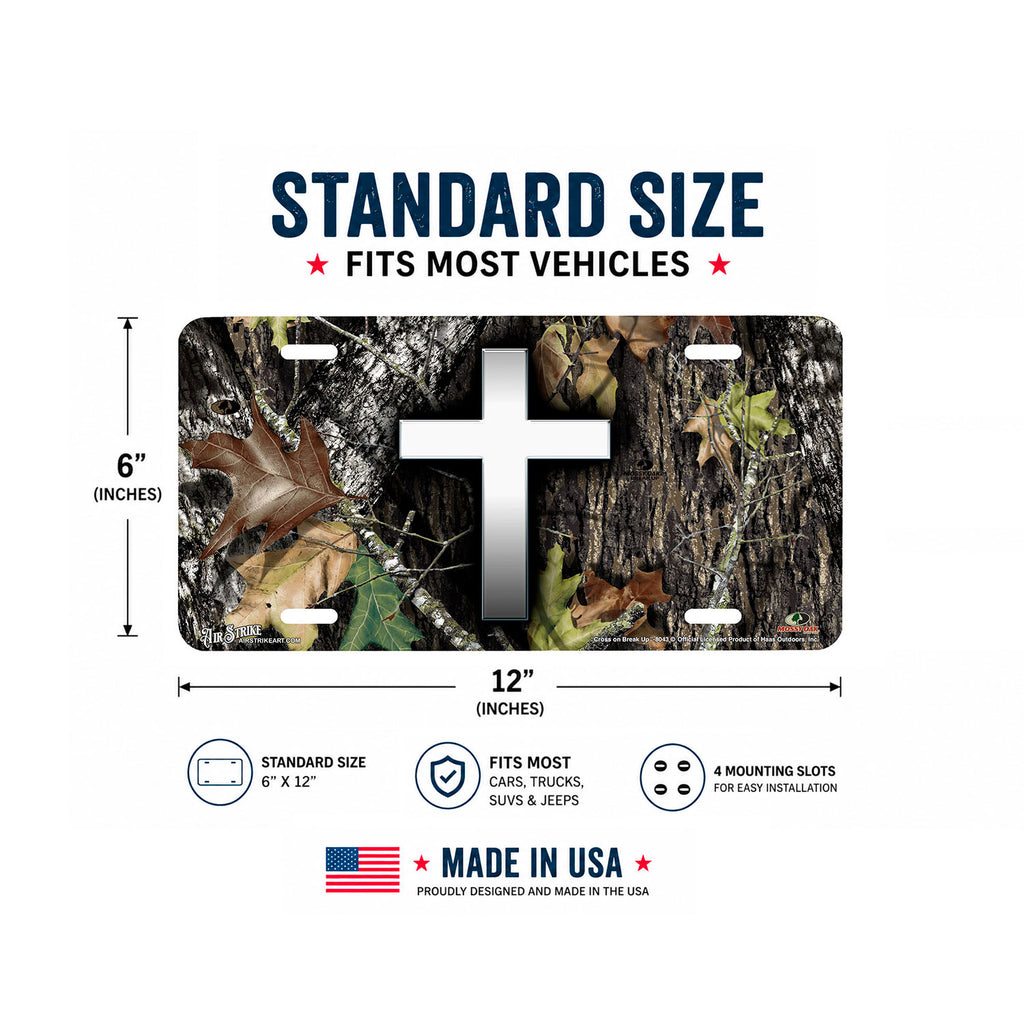 "Cross on Break Up Camo" - Decorative License Plate