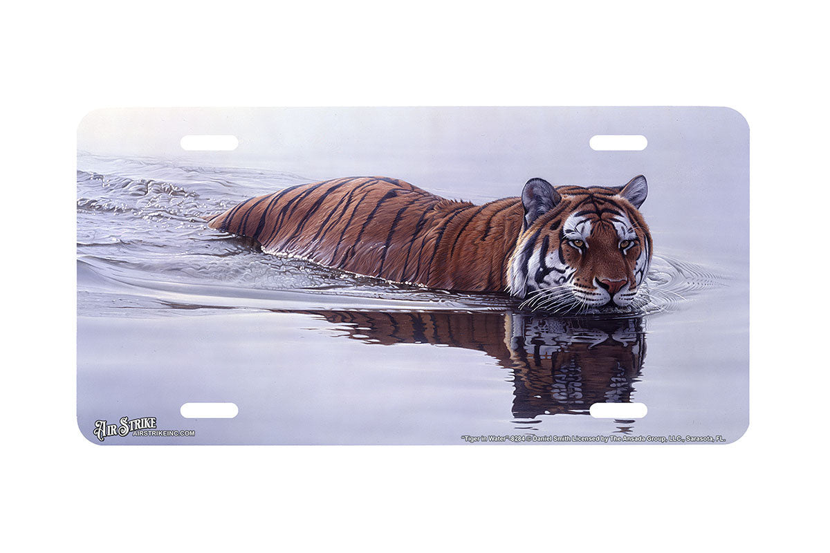 "Tiger in Water III" - Decorative License Plate