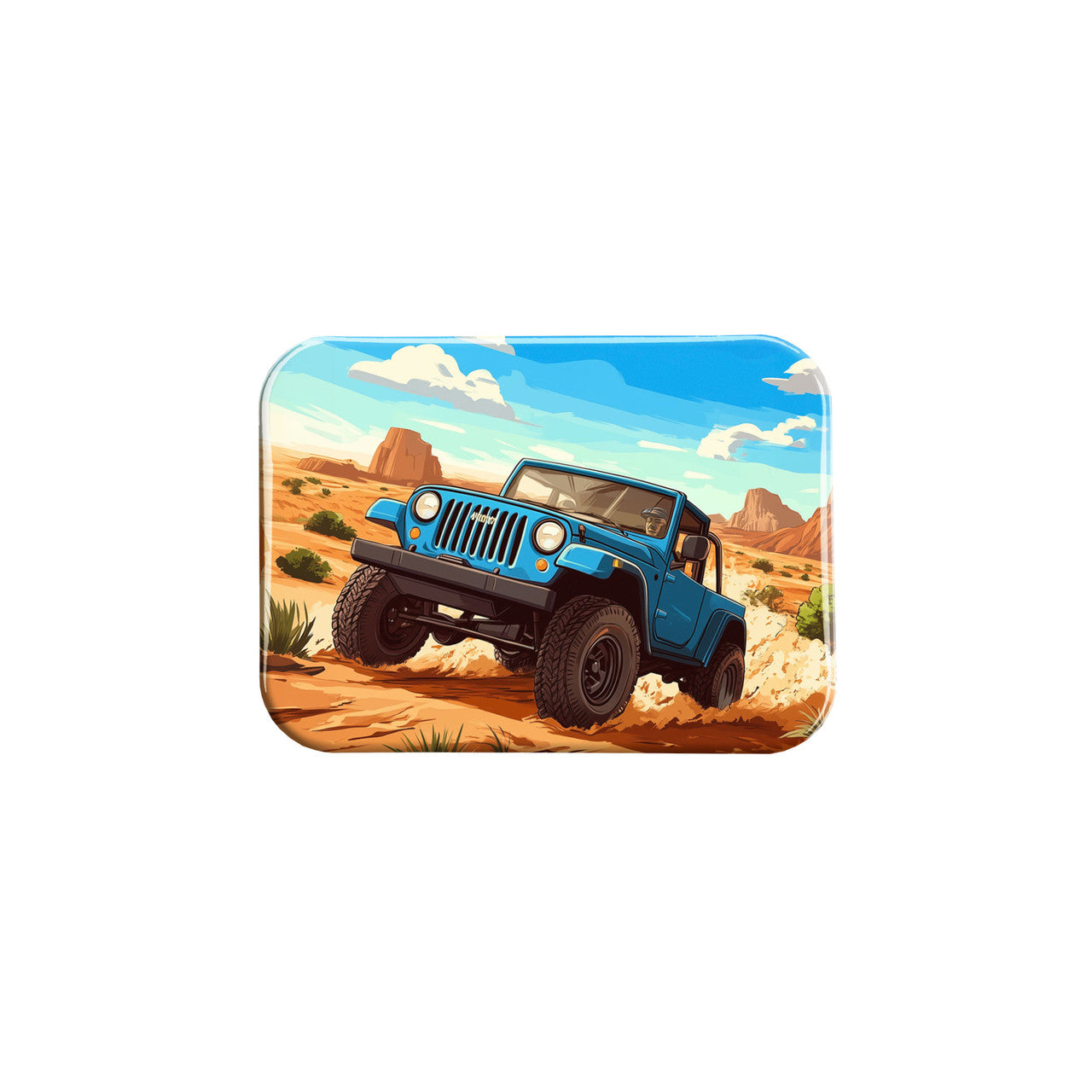 Blue 4x4 Desert Trail Runner – 2.5" x 3.5" Rectangle Fridge Magnet