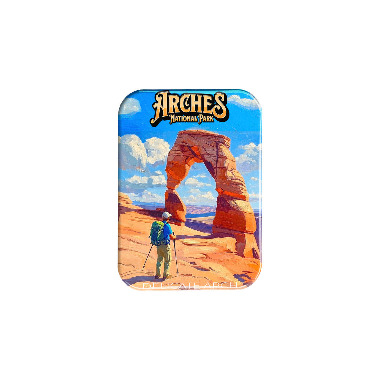 Arches Hiking to Delicate Arch – 2.5" x 3.5" Rectangle Fridge Magnet