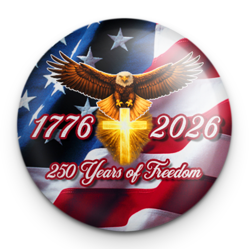 "250 Years of Freedom - 1" Round Pinback Button