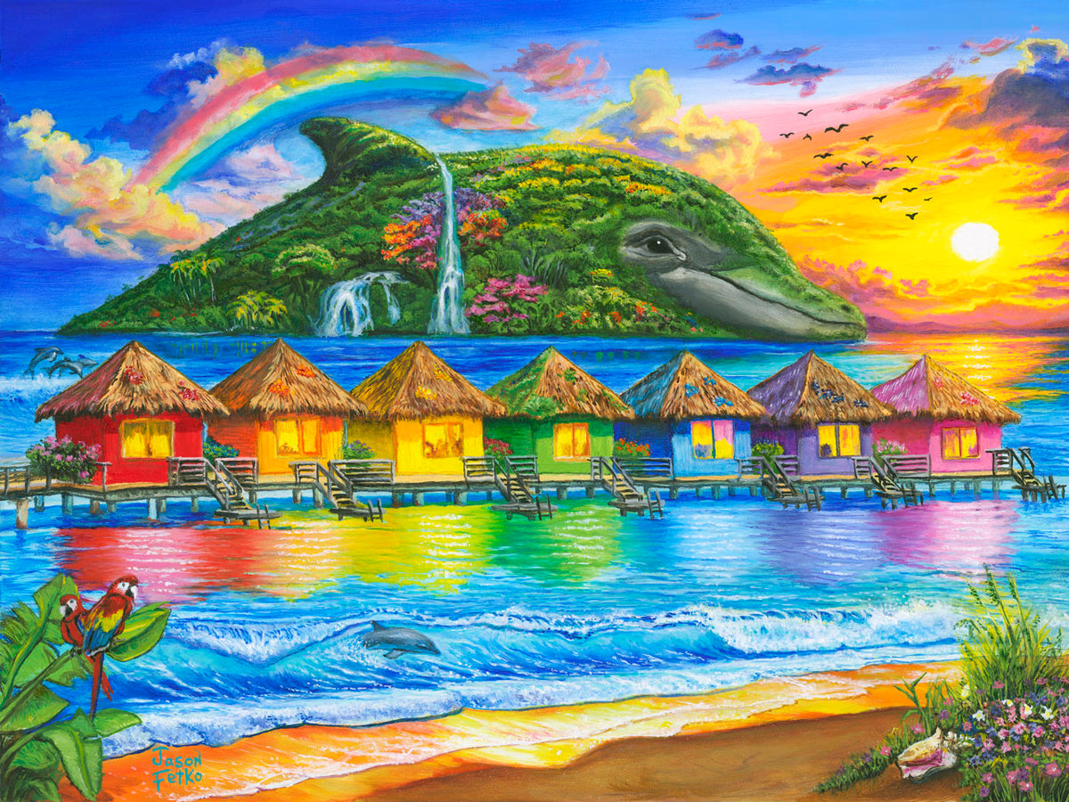 Dolphin Island – Large Framed Coastal Wall Art