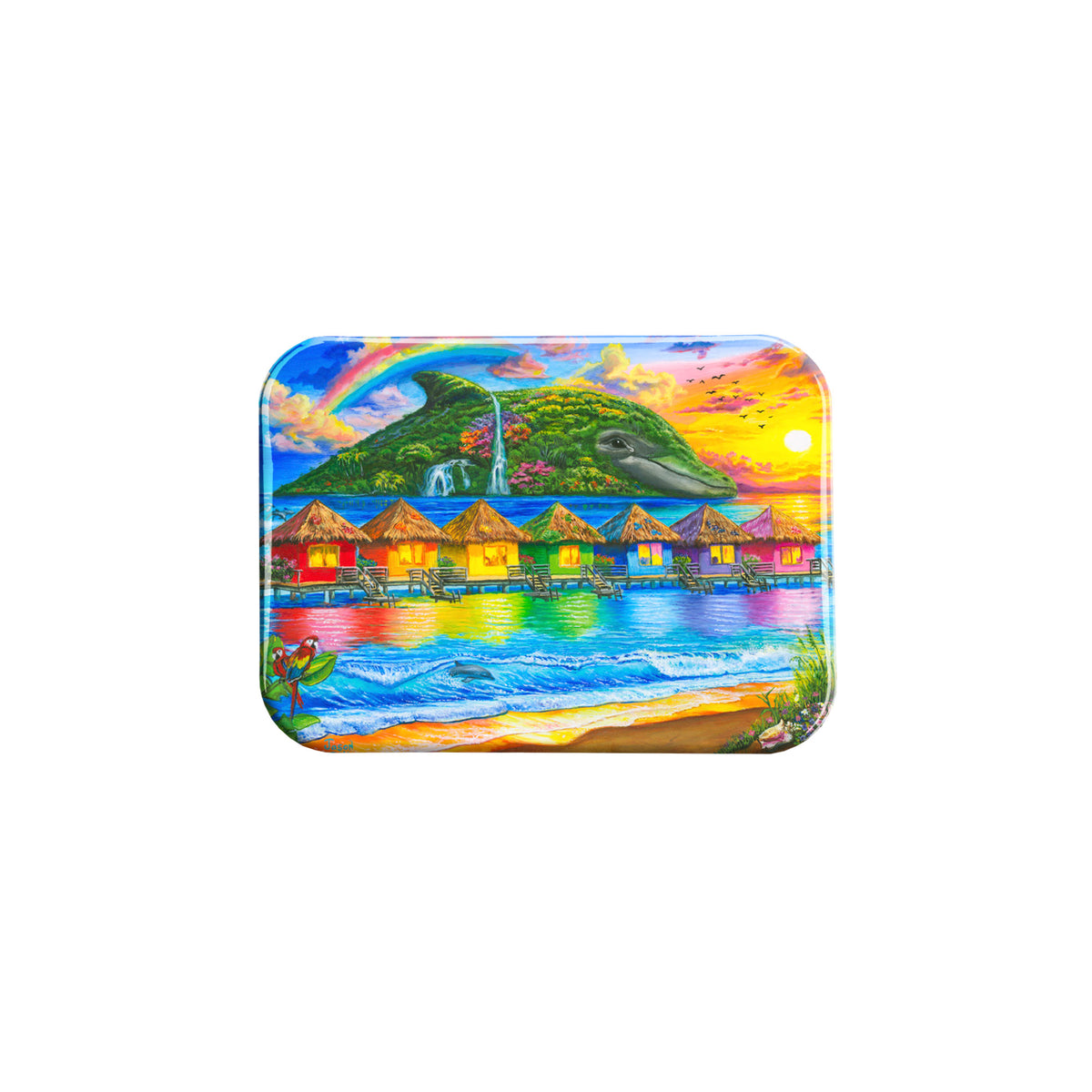 "Dolphin Island" - 2.5" X 3.5" Rectangle Fridge Magnet