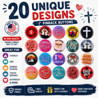 Christian Button Assortment - 20 Pc 1" Buttons