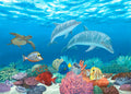 Fins and Friends – Coastal Dolphin Matted Art Print