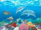 Fins and Friends – Coastal Dolphin Matted Art Print