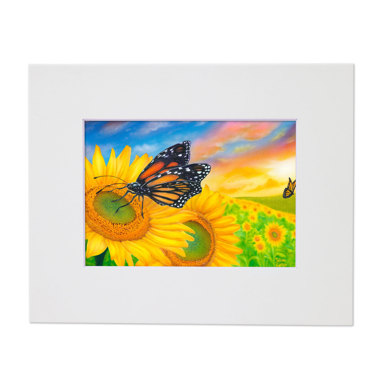 Sunflower Dreams – Butterfly Matted Art Print
