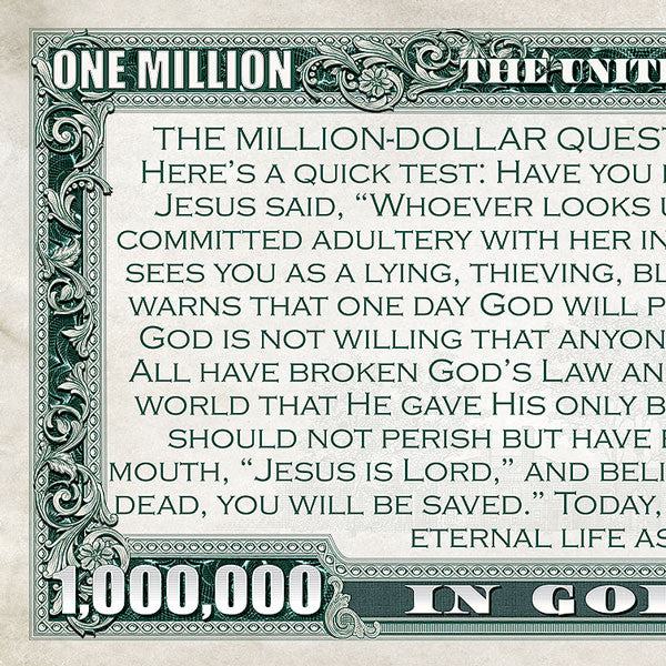 million dollar bill gospel tract message will you go to heaven