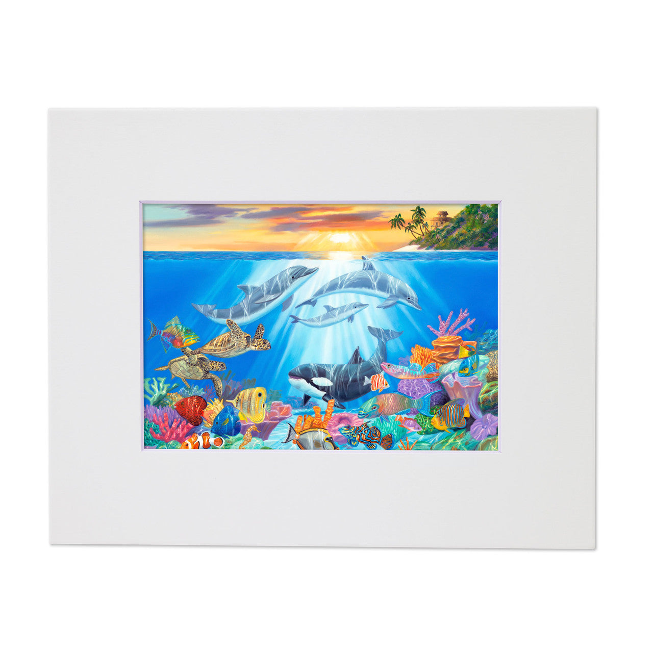 Sea Blast – Coastal Marine Life Matted Art Print