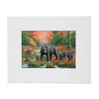 The Water's Fine – Black Bears Matted Art Print