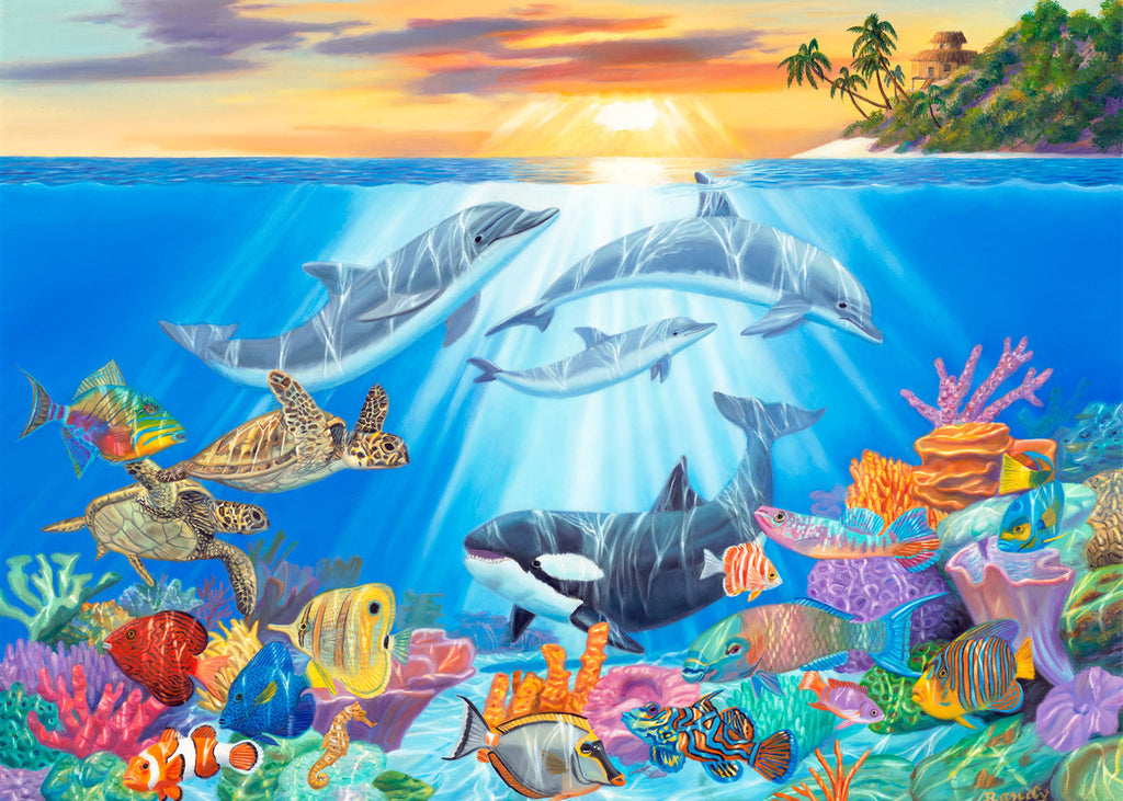 Sea Blast – Coastal Marine Life Matted Art Print