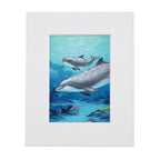 Dolphin and Baby – Matted Art Print