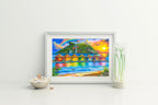 Dolphin Island – Rainbow Tropical Dolphin Matted Art Print