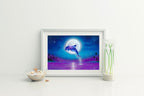 Moonlit Dolphin – Coastal Matted Art Print