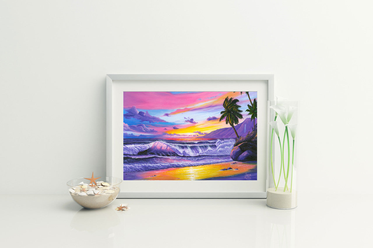 Pink Pacific Sunset – Coastal Matted Art Print