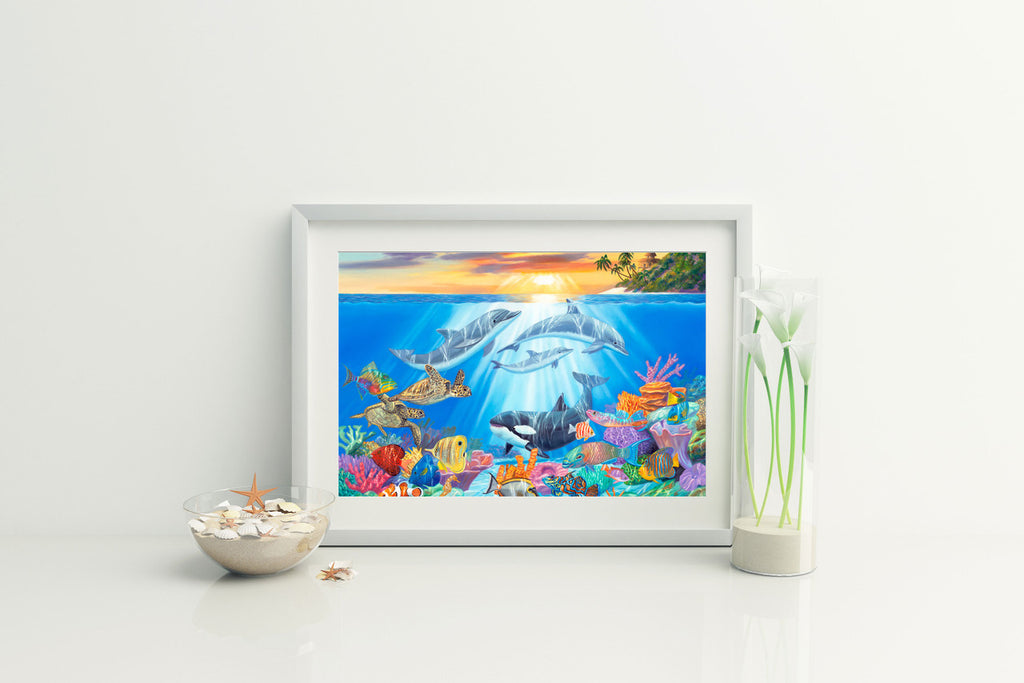 Sea Blast – Coastal Marine Life Matted Art Print