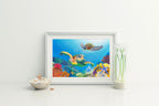 Sea Turtle Treasures – Coastal Matted Art Print