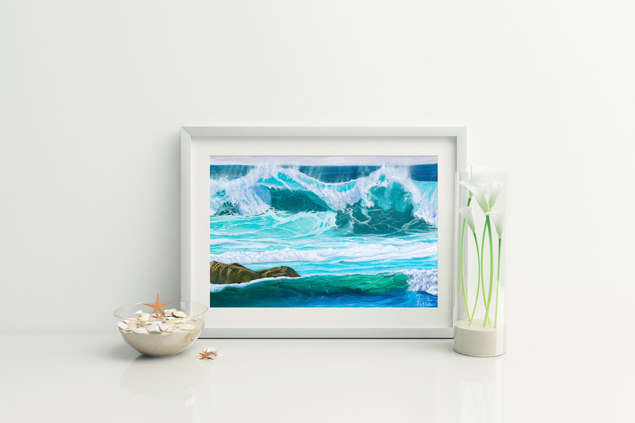 White Wash Wave – Coastal Matted Art Print